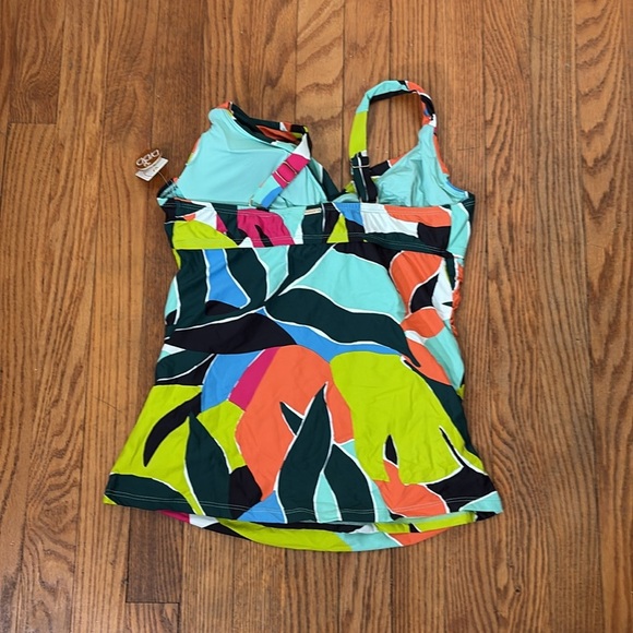 Anne Cole Multicolor Underwire Twist Front Swimsuit Tankini Top 34B/32C NWT - Picture 3 of 7